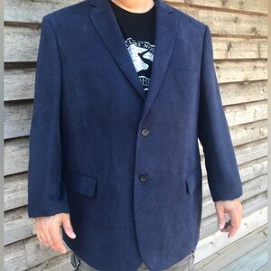Men's Pronto Uomo Navy Blue Suede Like Blazer 52R